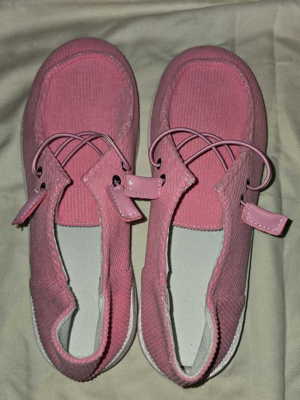 Women’s Pink Corduroy Slip-On with Elastic Laces SZ 40/ US 8.5